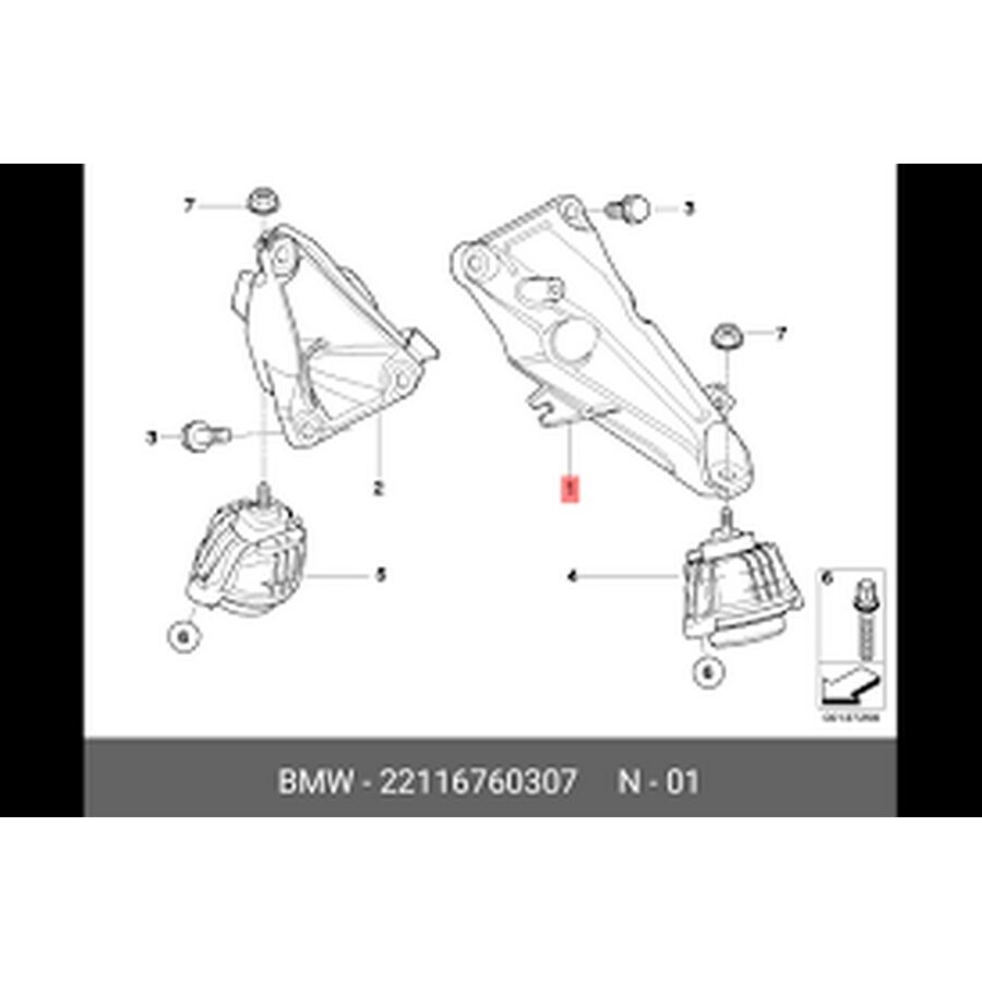 IOE-BMW BMW 22116760307 MOTOR KULAGI ALÜMINYUM : L BMW E81-E82-E87-E87 LCI-E90 LCI-E91 LCI-E92 LCI-E93 LCI-X1 E84