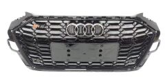 ÖN PANJUR PARLAK SİYAH ÇERÇEVE PARLAK SİYAH 11 PETEK TR PLAKALIK AUDİ A4/S4 2019-2022