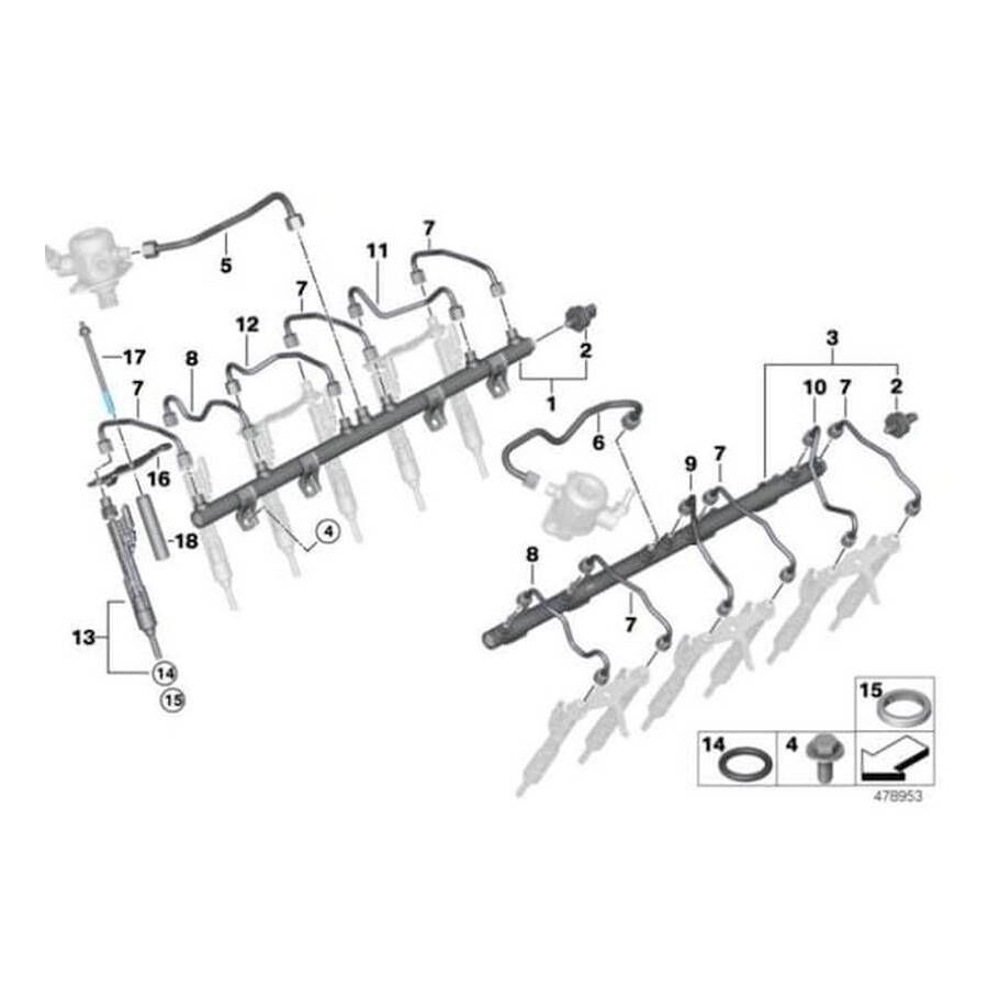 IOE-BMW 13539847174 ENJEKTÖR ALT PULU BMW F20-F21-F23-F30-F31-F35-F32-F33-F36-F10-F11-G20-G30-G31-G32-G38-G11-G12-X3 F25-X